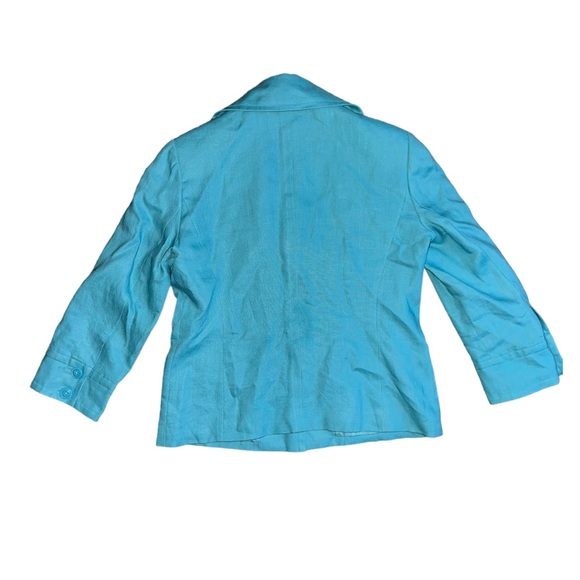 Vintage 90s 100% Linen Rafaela Womens Size Small Blue Blazer Jacket - Picture 3 of 5